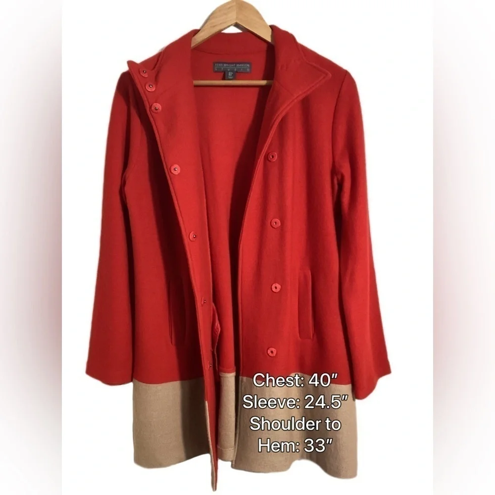 Classic 100% Wool Colorblock Coatigan Jacket Sz S Chic Minimal Sophisticated - Picture 5 of 16